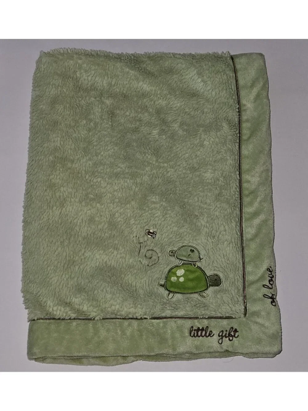 Koala Baby Blanket Little Gift of Love Green Turtles 30x40 Fleece Sherpa 2010